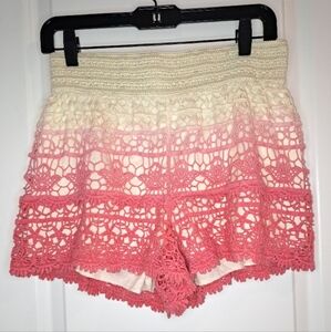 Blue Island Chic Crochet Ombre Shorts Size XL Juniors